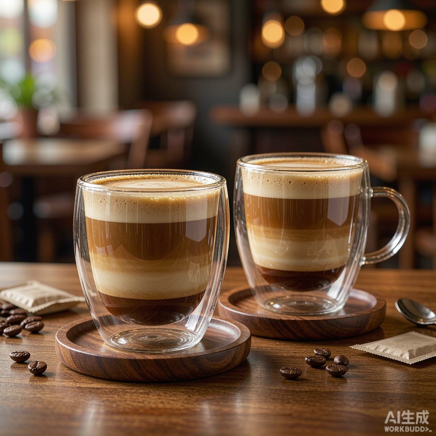 白鲸·双层玻璃拿铁杯 2 只装